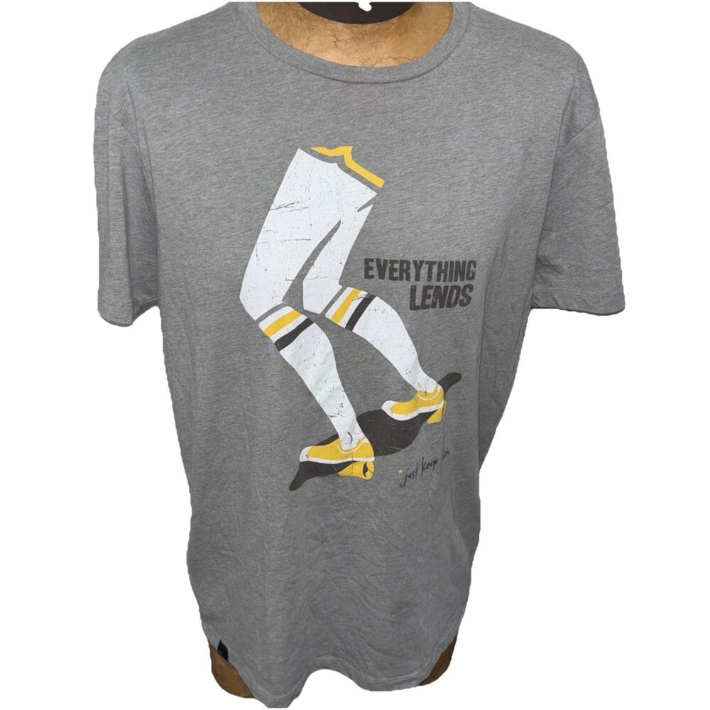 Just Keep Livin T-Shirt Unisex L Grey Crewneck Skater Retro Everything Lends